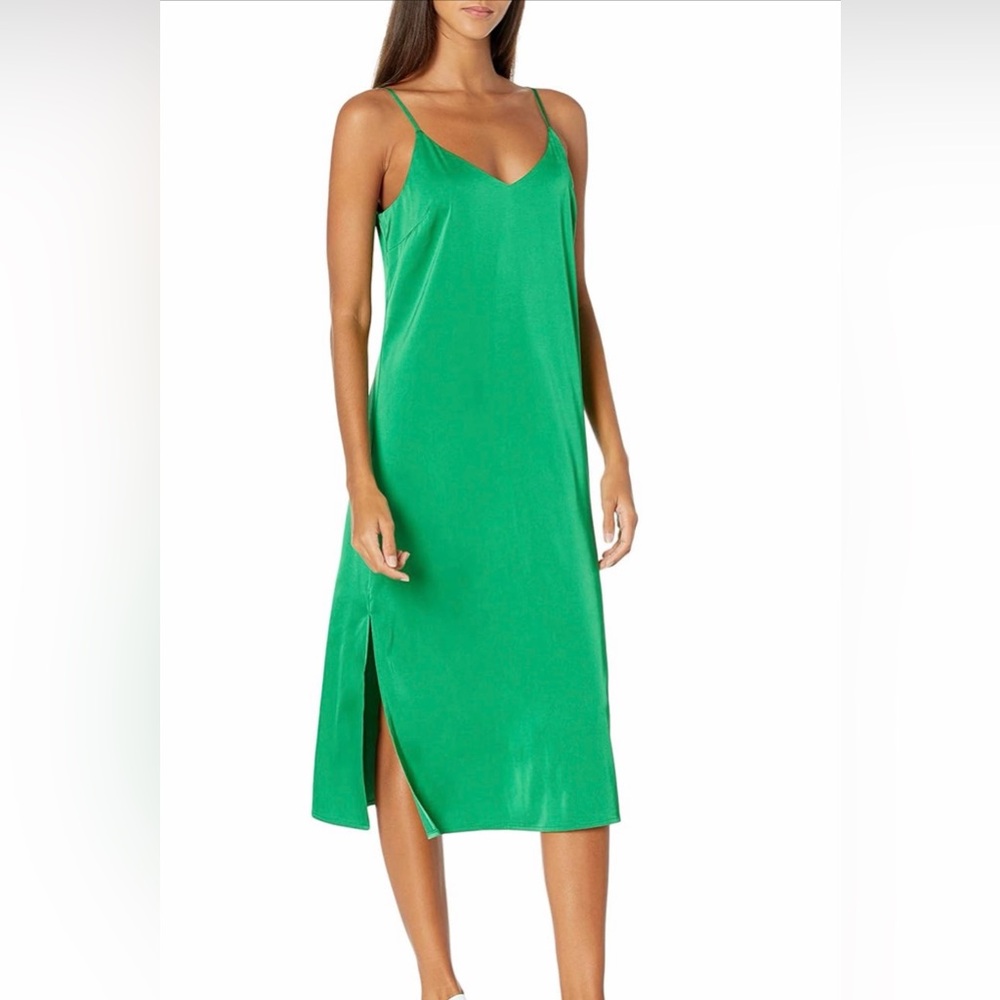 Amazon The Drop women’s Green Slip Midi Dress with Side Slits Size L